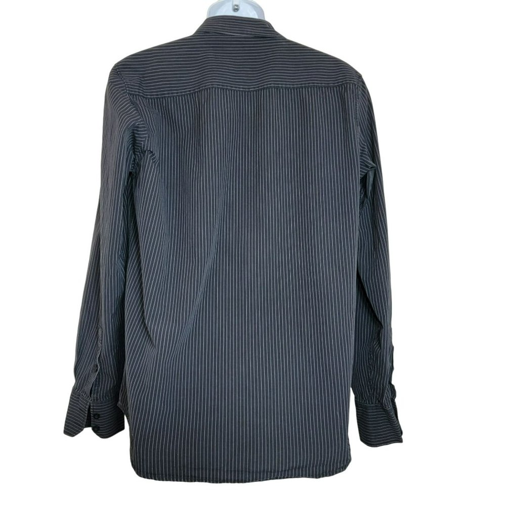 RVCA Men's Large Black and White Pin Stripe Button Down Shirt W/Embroidery - EUC - Picture 3 of 13